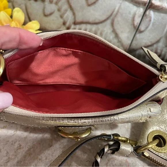 COACH Poppy Metallic Leather Whipstitch Hippie 19014 NWT + Wristlet RARE! - Picture 10 of 13